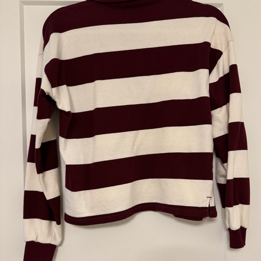 Universal Thread Striped Maroon and White Long Sleeve Polo - Picture 2 of 3
